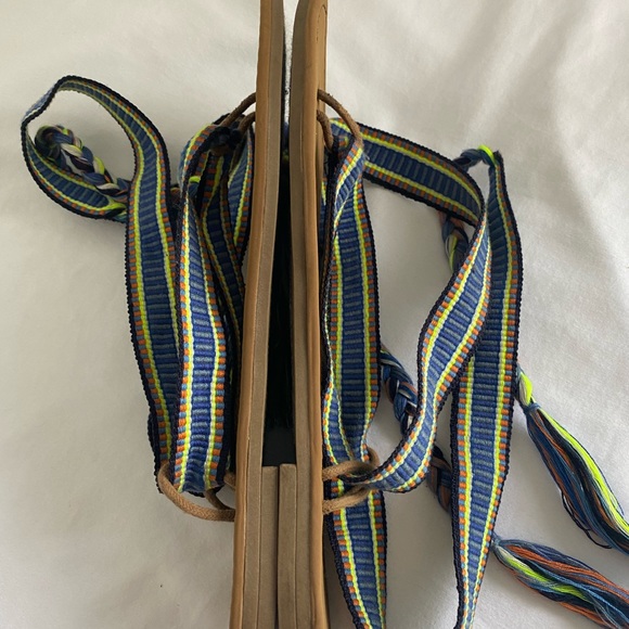 SAM&LIBBY Minimalist Multicolor Braided Wrap Strap Gladiator Flat Sandals Sz 7.5 - Picture 5 of 11